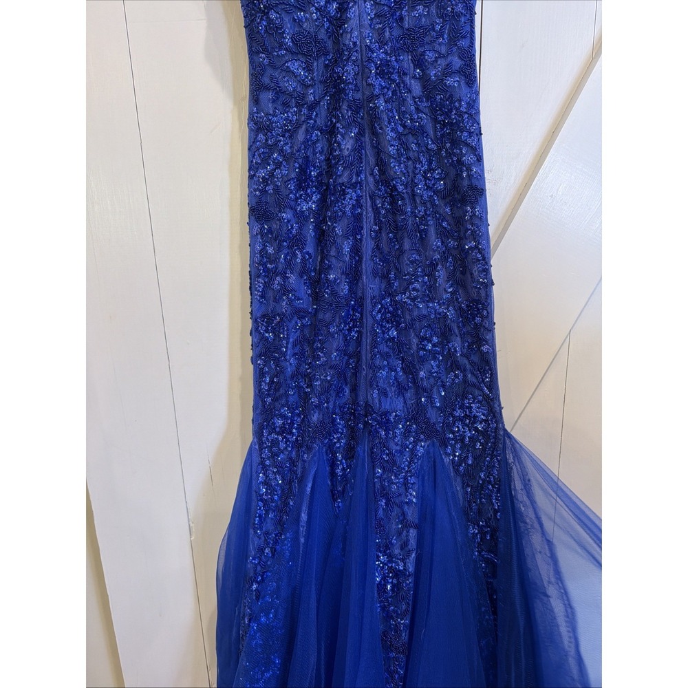 SHERRI HILL  51939 prom dress / ball gown size 0 royal blue with rhinestones - Picture 9 of 14